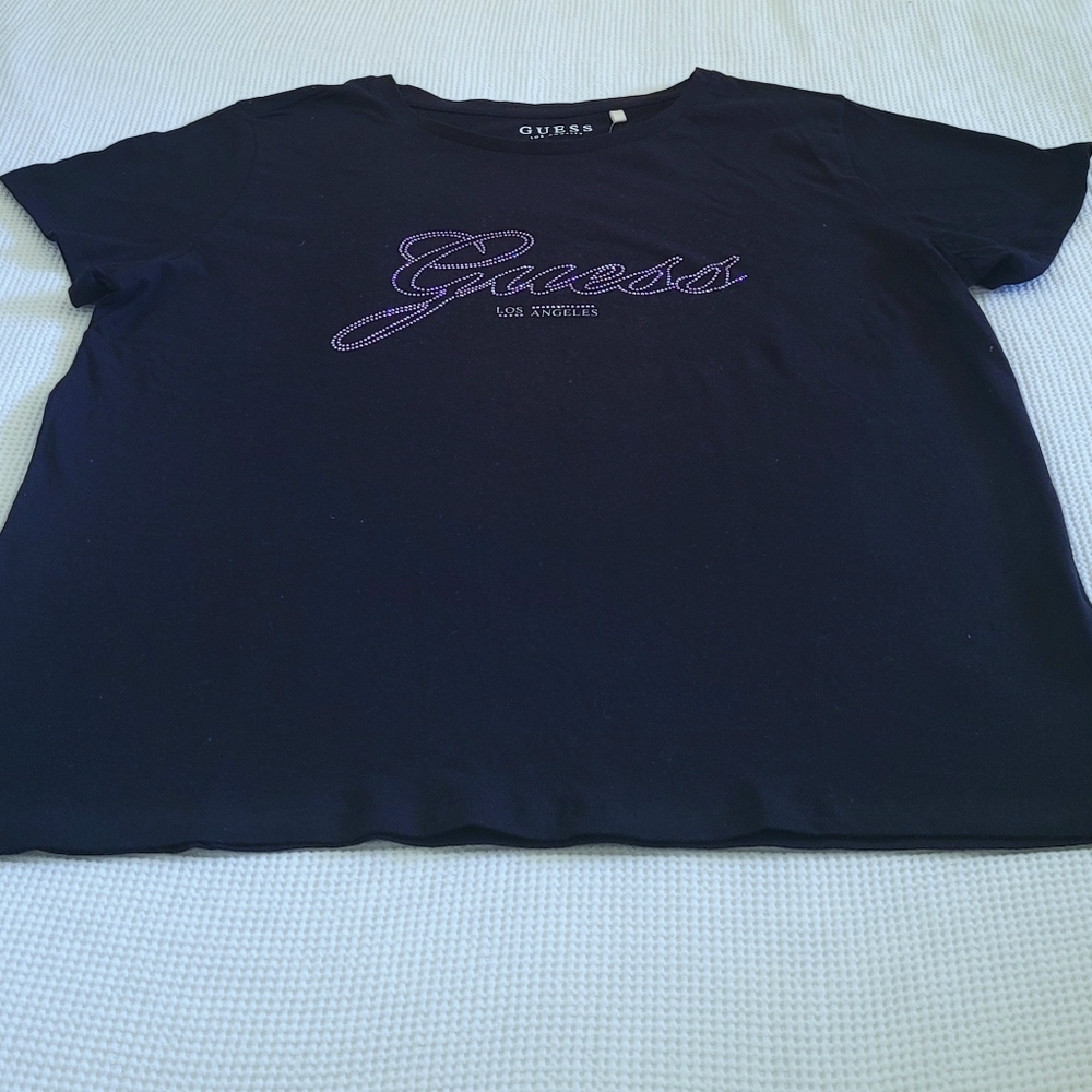 Guess❓Rhinestone💎 Logo Tee👕 - NWT - Picture 12 of 15